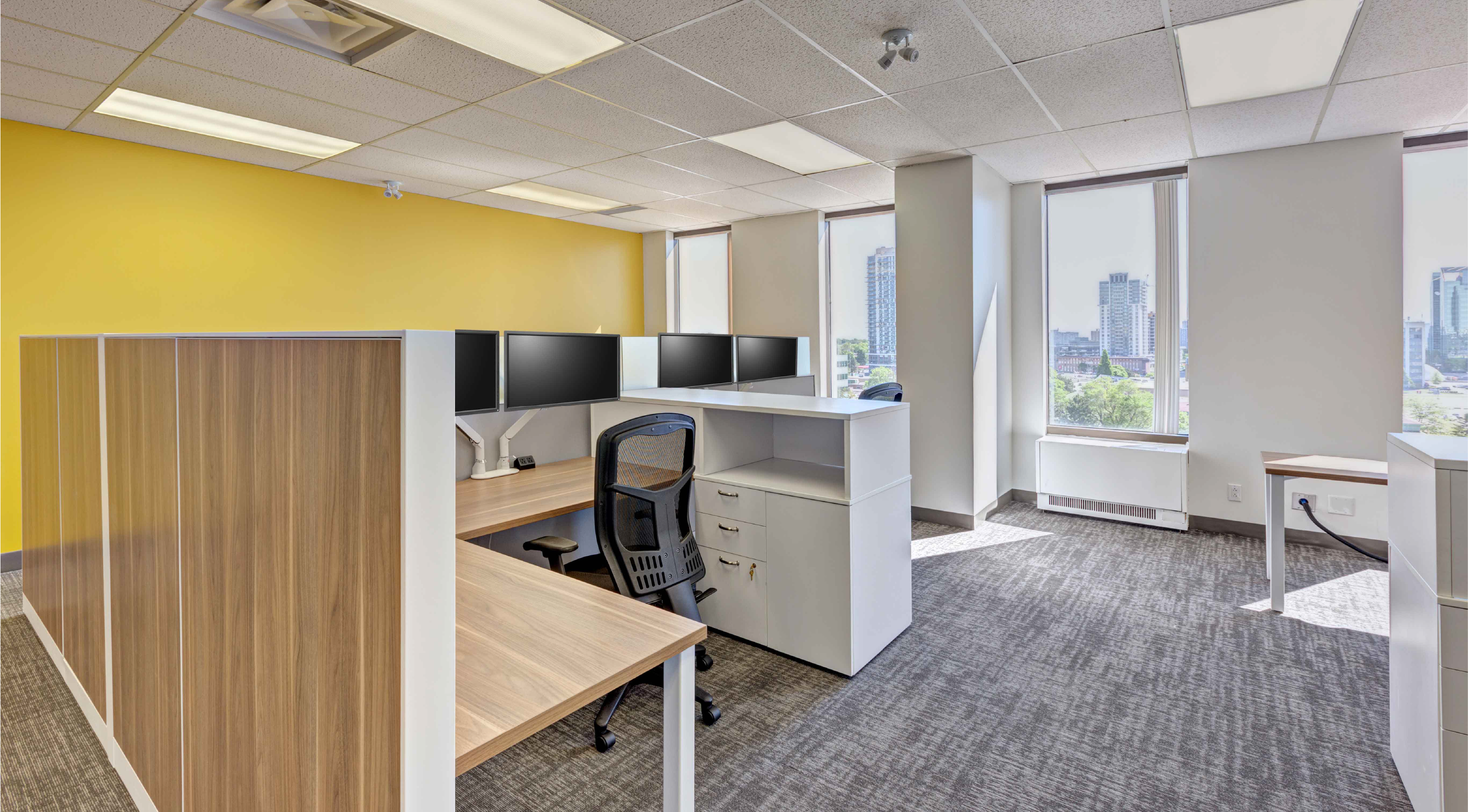 Flexible height-adjustable workstations in the Dillon Consulting office